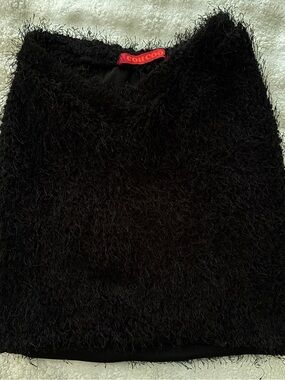 Coucoo Black Fuzzy Knit Skirt